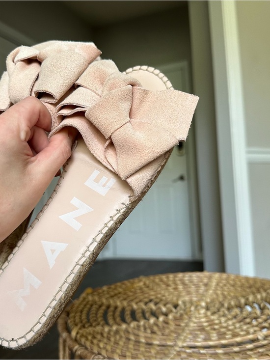 Manebi Shoes - Manebi Blush Pink Suede Bow Espadrille Slide Sandals Women’s 38 US 7.5